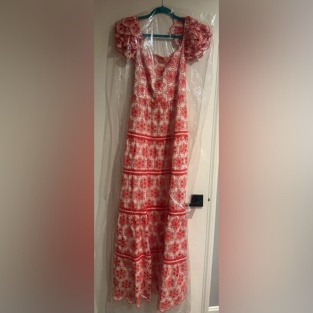 🔖 NWT $795 Alice + Olivia Tawney Eyelet Tiered Maxi Dress - Picture 12 of 12